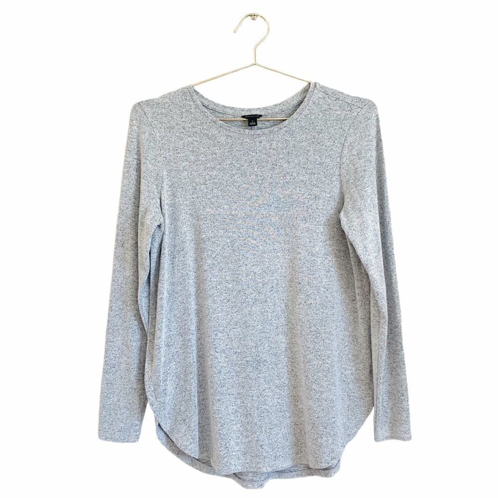 Ann Taylor Grey Long Sleeve Sweater Tunic Blouse